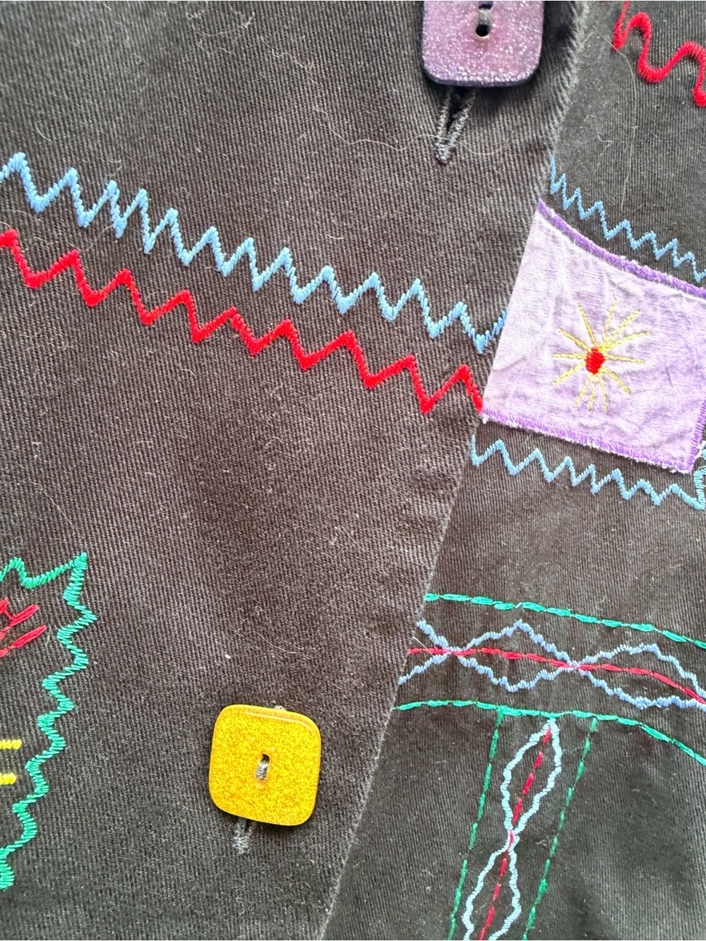 VTG Embroidered Liz & Me 100% Cotton Patchwork Art to Wear Button-Up Jacket- 3X - Picture 8 of 9
